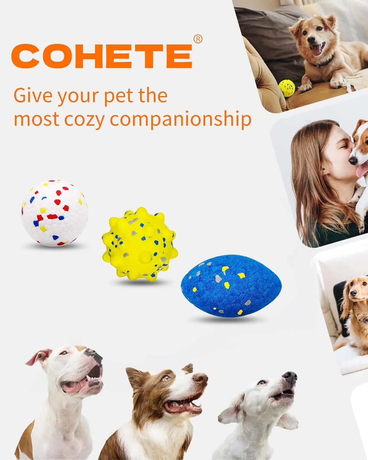 Tennis Balls for Dogs，Interactive Dog Ball，Dog Balls for Aggressive Chewers，Suitable for Large Medium Small Dogs，Puppy Teething Toys，Dogs Ball，Pet Toys，Comes with Organizer Bag