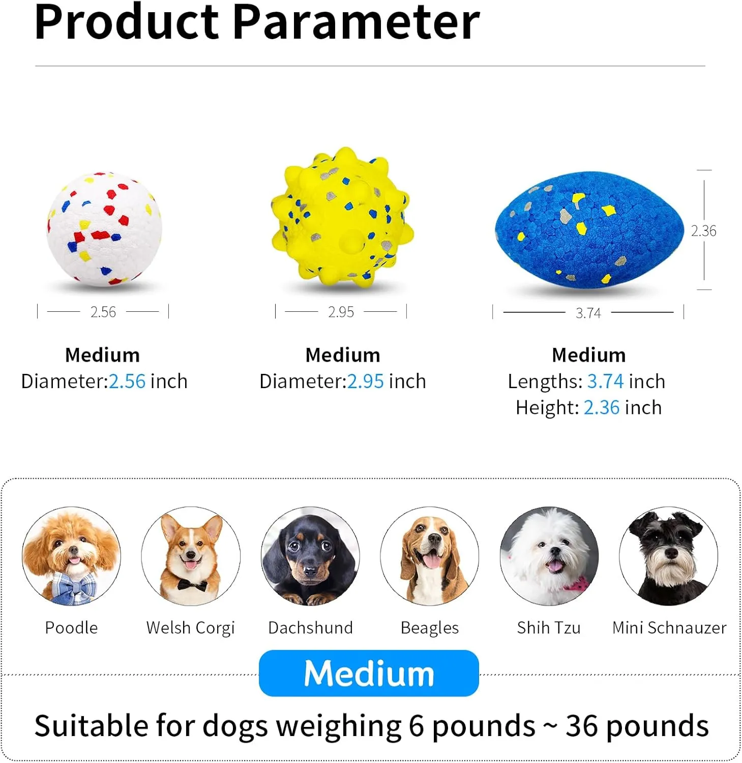 Tennis Balls for Dogs，Interactive Dog Ball，Dog Balls for Aggressive Chewers，Suitable for Large Medium Small Dogs，Puppy Teething Toys，Dogs Ball，Pet Toys，Comes with Organizer Bag