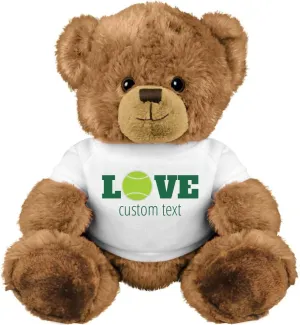Tennis Love Custom Teddy Bear: 10 Inch Teddy Bear Stuffed Animal