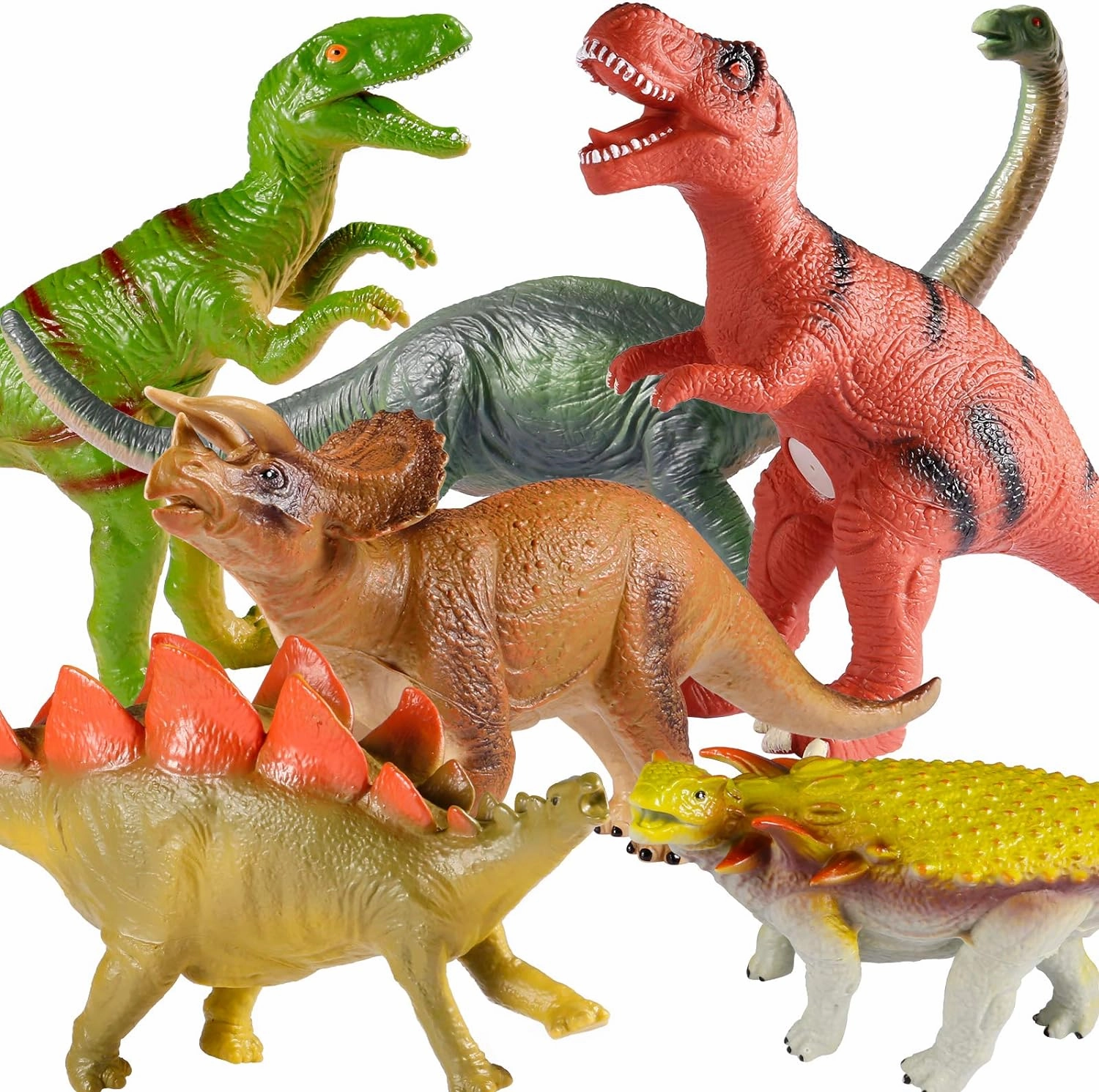 Tepsmigo Soft Dinosaur Toys for Kids 3-5, Dinosaur Toys for Kids Toddlers - 6Pack Jumbo Dinosaur Toys, Jurassic Dinosaurs T-Rex Velociraptor Triceratops..., Perfect Dinosaur Toys for Kids 3-5, 5-7