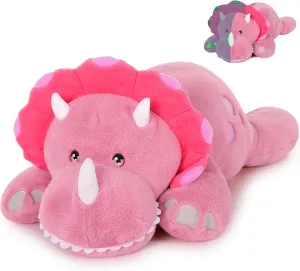 Tezituor 32 inch 5lbs Weighted Dinosaur Stuffed Animals, Large Stuffed Dino Plush with Glow-in-The-Dark, Soft Dino Triceratops Plush Pillow for Boys Girls