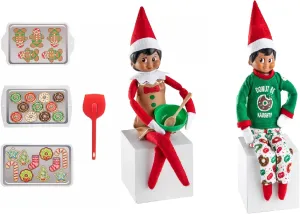 The Elf on the Shelf PJ and Baker Set - Itty Bitty Baker With Spatula, Apron, Mixing Bowl, Cookie Trays and Donut PJ Set - 8 Piece Value Multipack