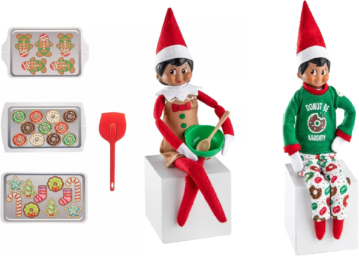 The Elf on the Shelf PJ and Baker Set - Itty Bitty Baker With Spatula, Apron, Mixing Bowl, Cookie Trays and Donut PJ Set - 8 Piece Value Multipack