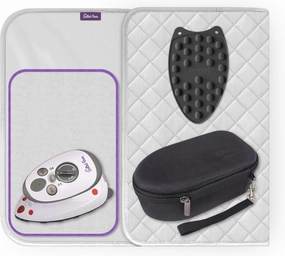 The Quilted Bear Mini Iron, Rest & Ironing Mat - Lightweight Mini Steam Iron with Hard Shell Travel Case, Heat Resistant Silicone Rest & Travel Ironing Mat (Black)