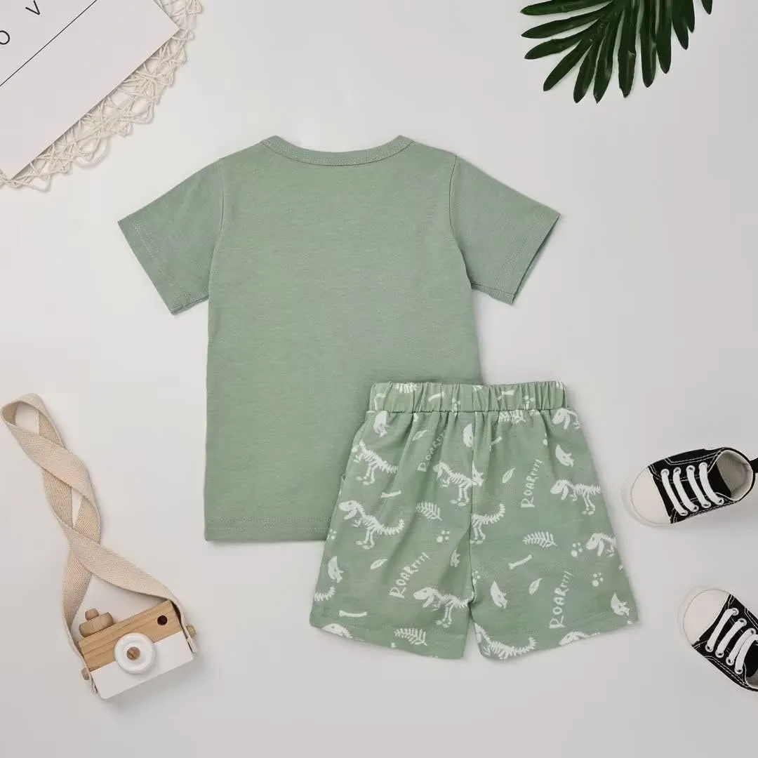 Toddler Baby Boy Clothes Boys Summer Outfits Short Sleeve Dinosaur T-Shirt & Shorts Set 2Pcs