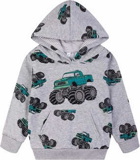 Toddler Boy Hoodie Sweatshirt - Pullover Dinosaur Long Sleeve Shirt Fire Truck Print Kids Winter Clothes 2T-7T