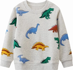 Toddler Boys Sweatshirts Kids Cotton Long Sleeve Crewneck Pullover Cartoon Print Shirts 2-7T