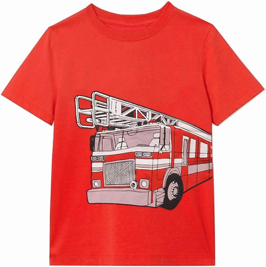 Toddler Boys T-Shirt Short Sleeve Shirt Dinosaur Print Cotton Summer Tops Tees Shark Graphic 2-7T