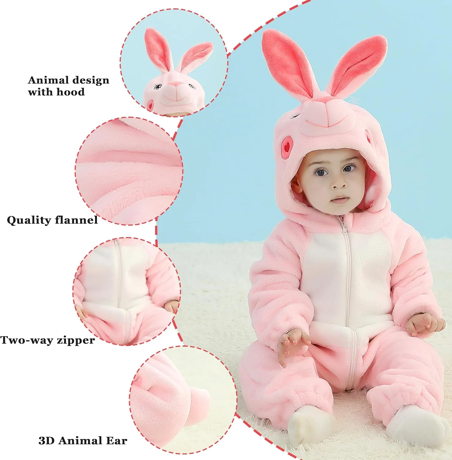 TONWHAR Kids' And Toddlers' Infant Tiger Dinosaur Animal Fancy Dress Costume Outfit Hooded Romper Jumpsuit