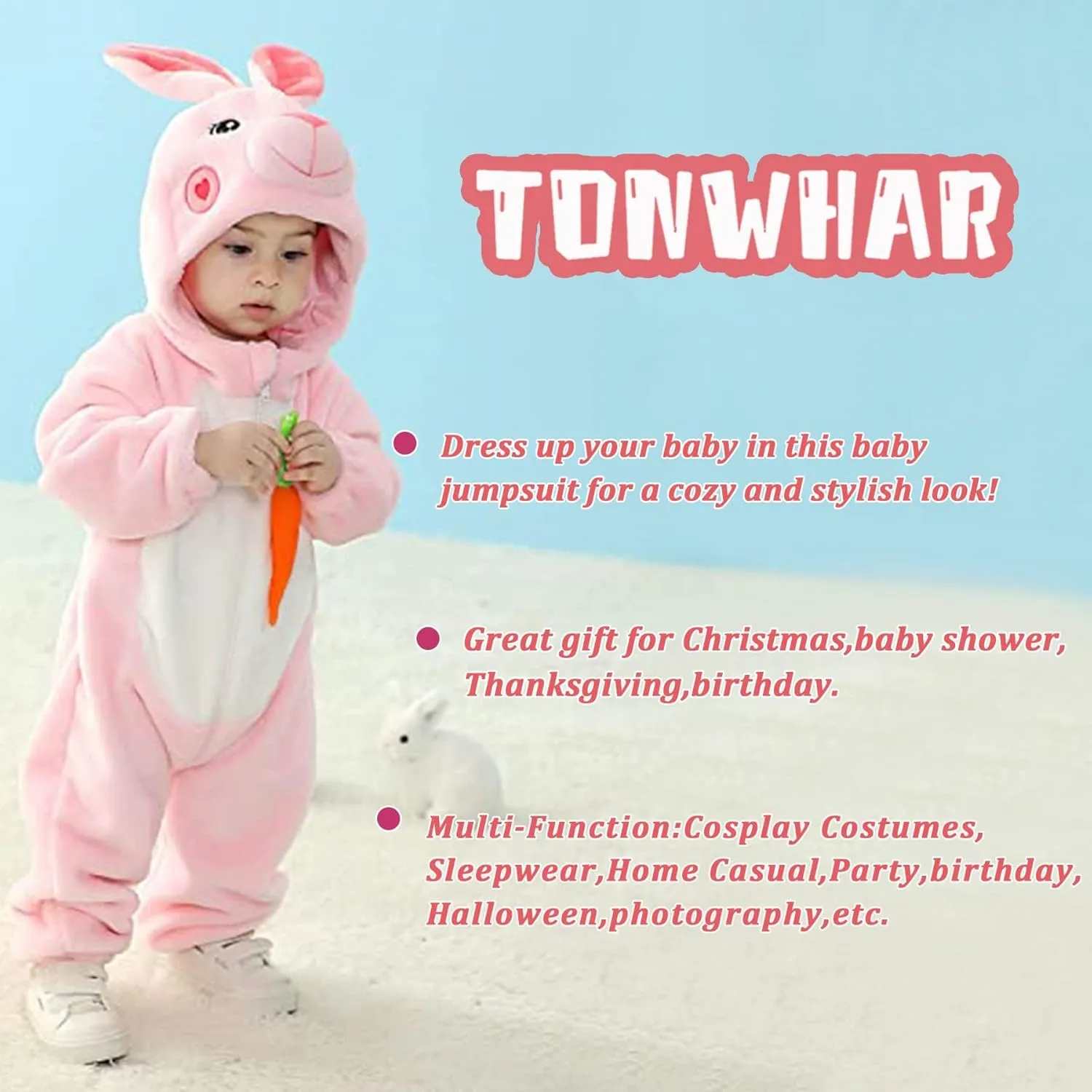 TONWHAR Kids' And Toddlers' Infant Tiger Dinosaur Animal Fancy Dress Costume Outfit Hooded Romper Jumpsuit