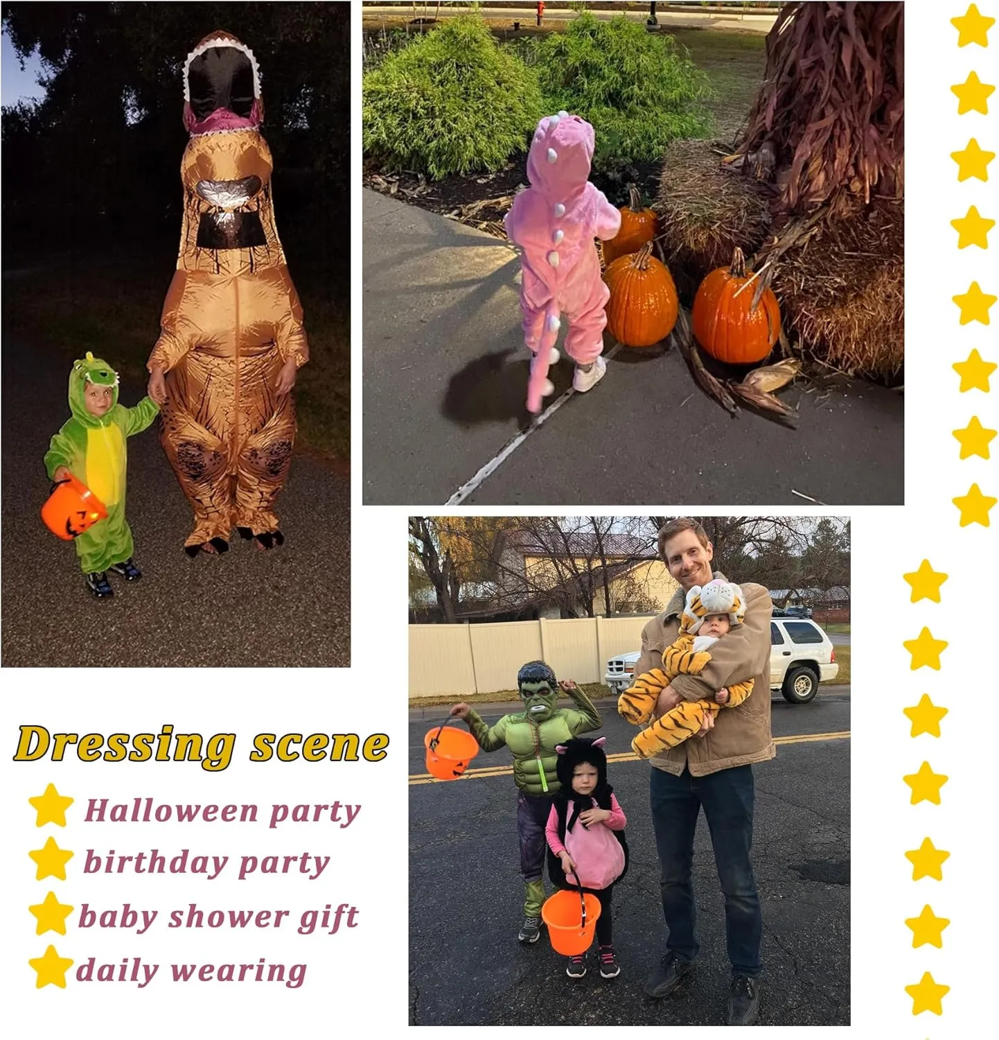 TONWHAR Kids' And Toddlers' Infant Tiger Dinosaur Animal Fancy Dress Costume Outfit Hooded Romper Jumpsuit