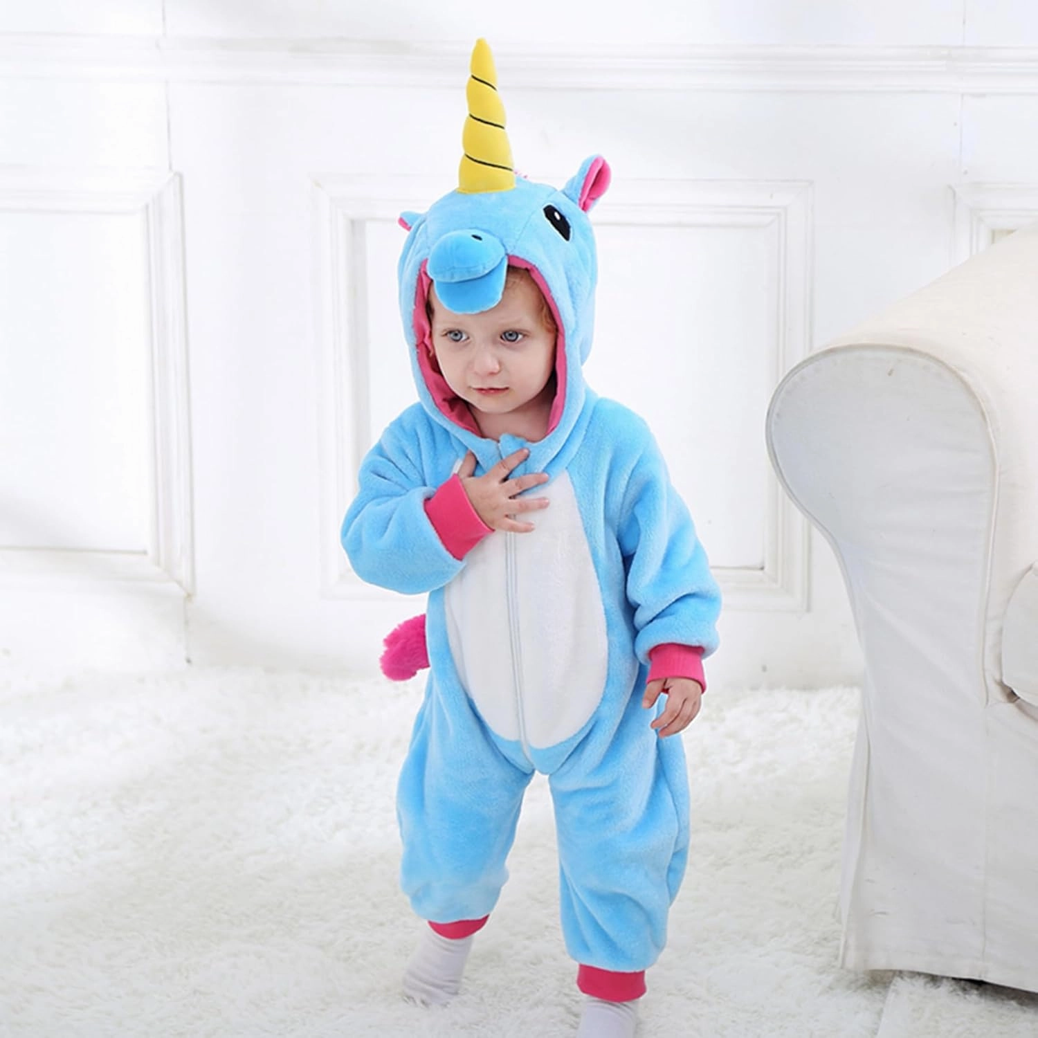 TONWHAR Kids' And Toddlers' Infant Tiger Dinosaur Animal Fancy Dress Costume Outfit Hooded Romper Jumpsuit