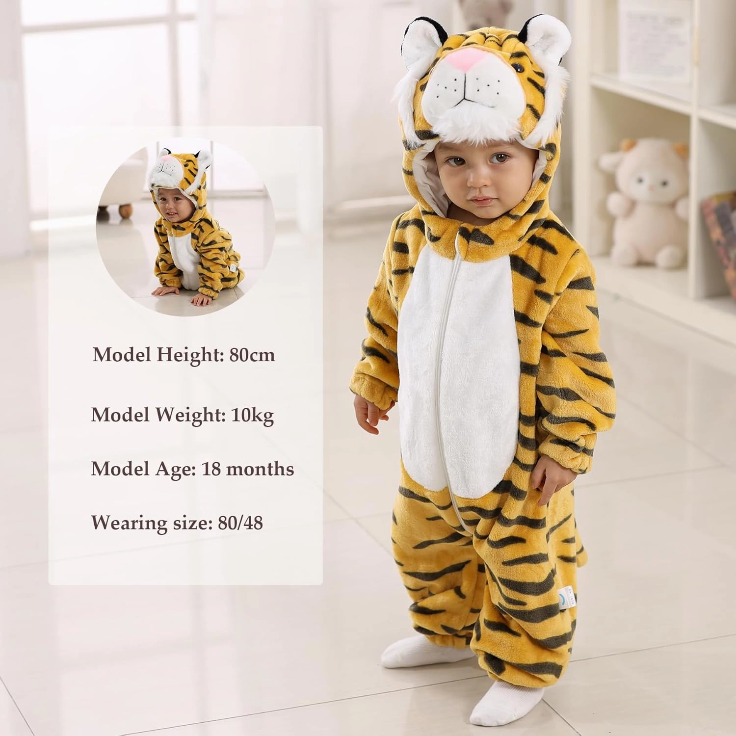 TONWHAR Kids' And Toddlers' Infant Tiger Dinosaur Animal Fancy Dress Costume Outfit Hooded Romper Jumpsuit