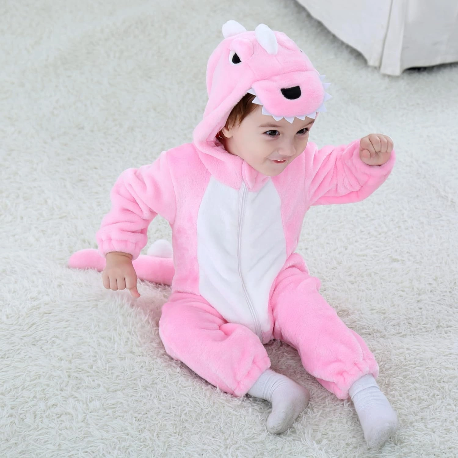 TONWHAR Kids' And Toddlers' Infant Tiger Dinosaur Animal Fancy Dress Costume Outfit Hooded Romper Jumpsuit