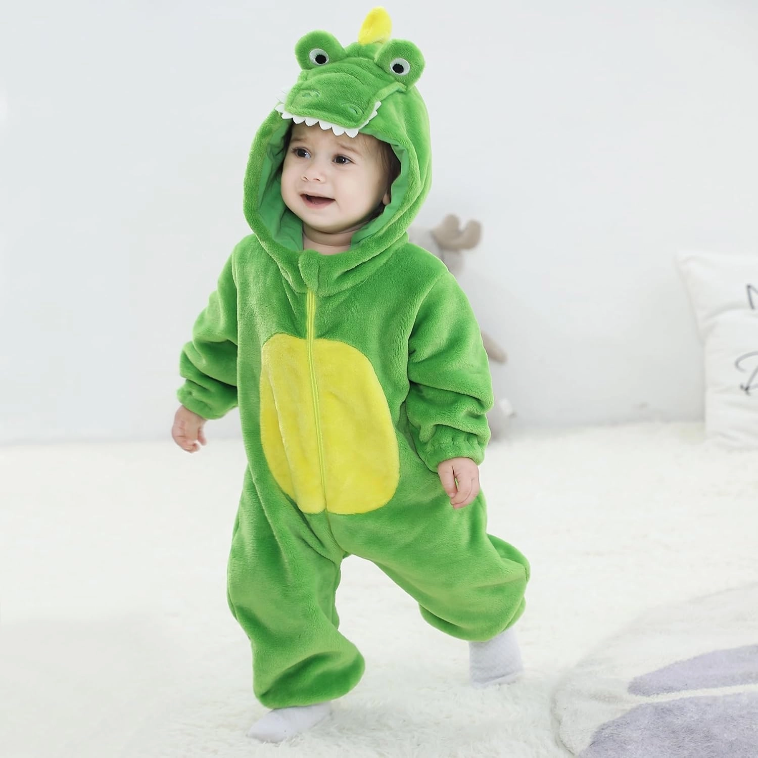 TONWHAR Kids' And Toddlers' Infant Tiger Dinosaur Animal Fancy Dress Costume Outfit Hooded Romper Jumpsuit