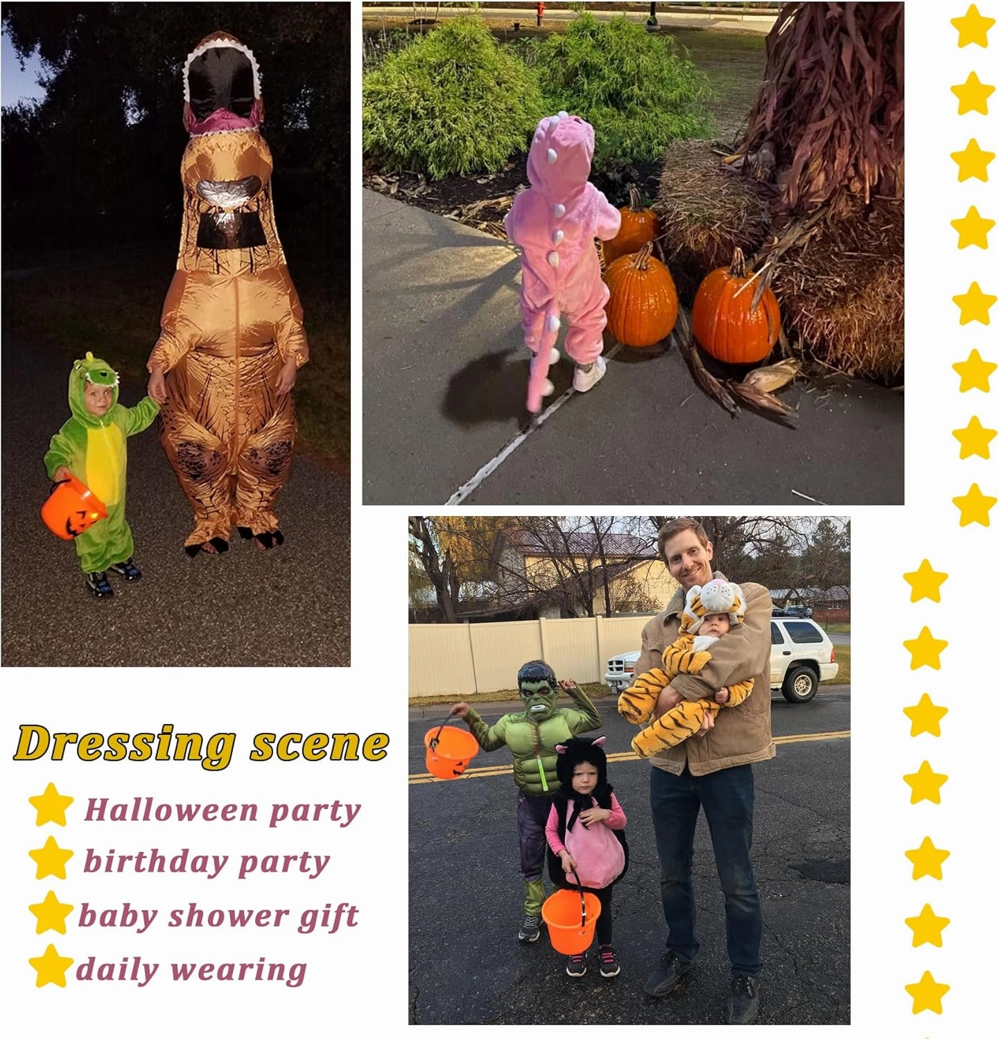 TONWHAR Kids' And Toddlers' Infant Tiger Dinosaur Animal Fancy Dress Costume Outfit Hooded Romper Jumpsuit