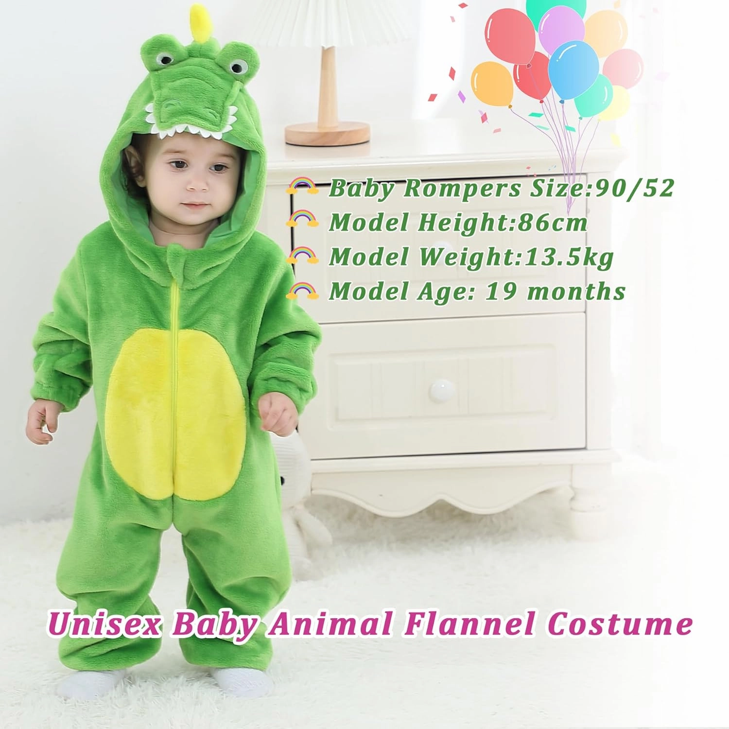 TONWHAR Kids' And Toddlers' Infant Tiger Dinosaur Animal Fancy Dress Costume Outfit Hooded Romper Jumpsuit