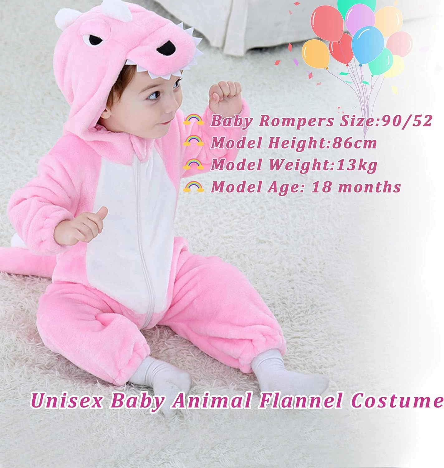 TONWHAR Kids' And Toddlers' Infant Tiger Dinosaur Animal Fancy Dress Costume Outfit Hooded Romper Jumpsuit