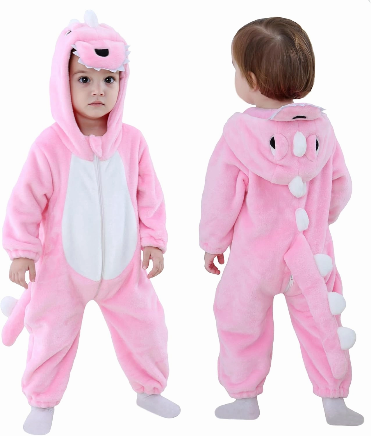 TONWHAR Kids' And Toddlers' Infant Tiger Dinosaur Animal Fancy Dress Costume Outfit Hooded Romper Jumpsuit