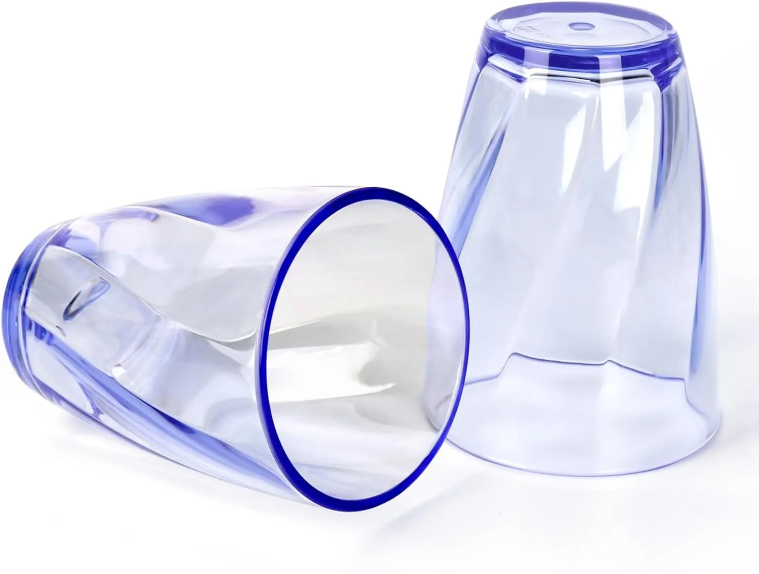 Topsky 12-ounce Plastic Water Tumblers | Set of 4 Transparent Unbreakable Drinking Glasses Clear Acrylic Reusable Juice Wine Cups for Home Picnic Party, Dishwasher Safe, Stackable,Blue