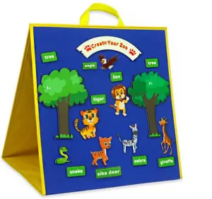 Topwon Felt Board for Kids, Folding Flannel Playboard Preschool Toddler Stories Boards, Animal Story Learning Double-Side Stand Flannel Board (Including Animal Felt)