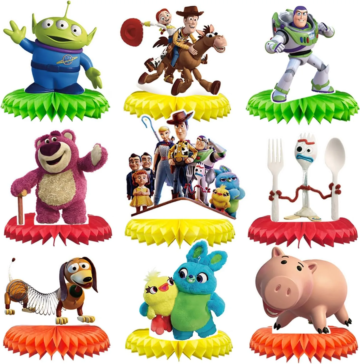 Toy Inspired Birthday Party Decorations Honeycomb Centerpieces Decor For Table Decorations 3D Double Side Honeycomb Decorations Party Supply Party Decorations(9PCS)