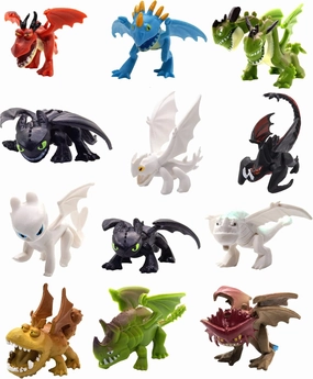 Toysvill Dragon httyd (Set of 12 pcs) - Mini Action Figures, Cake Toppers Figurines, Toys Gift: Light Fury, Night Fury (Toothless), etc.