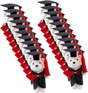 Toyvian 20pcs Graduation Bear Dolls for Bouquet Decor Soft Material Adorable Graduation Friends Unique Party Favors for Season