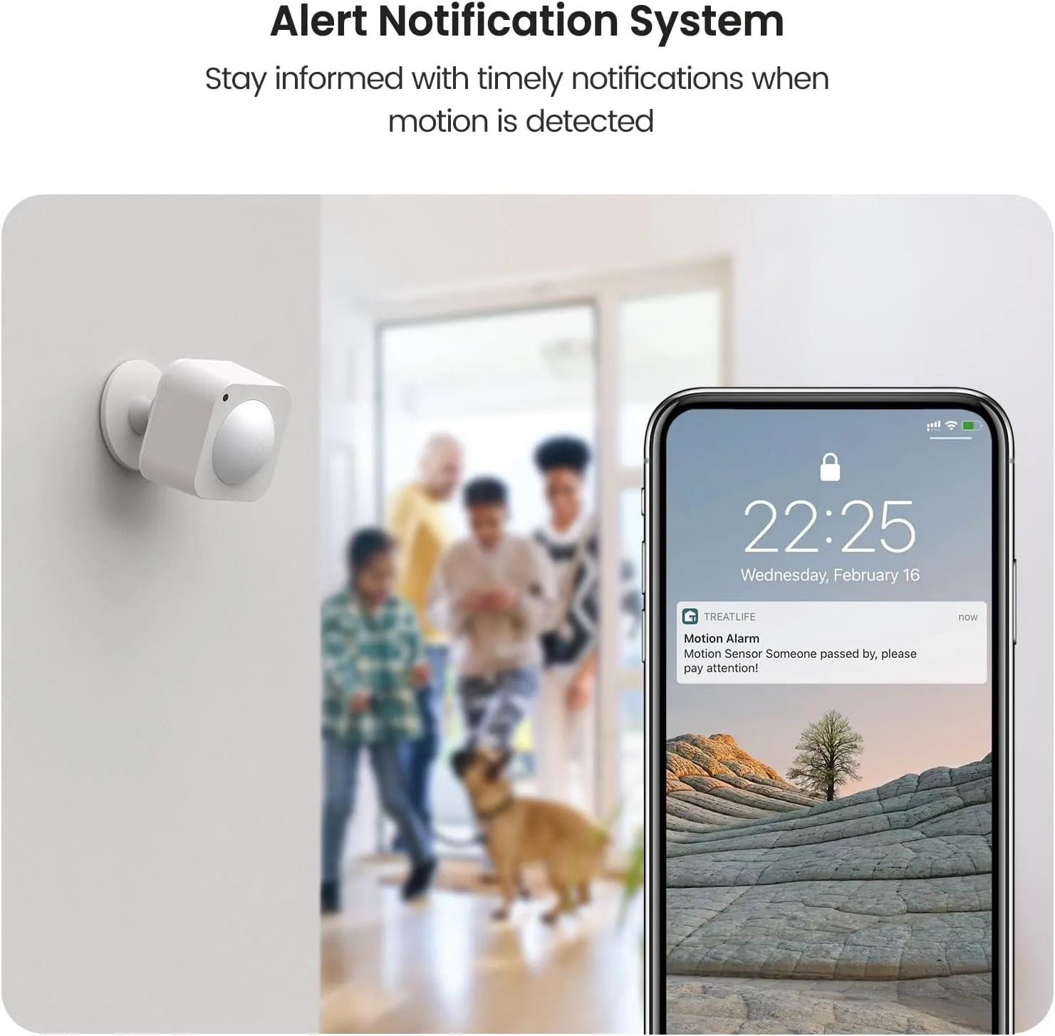TREATLIFE WiFi Motion Sensor, 2.4GHz PIR Motion Sensor for Alarm System, Smart Home Automation, Trigger Lights & Scenes, Wide Range Detection, APP Real-Time Alerts, No Hub Required