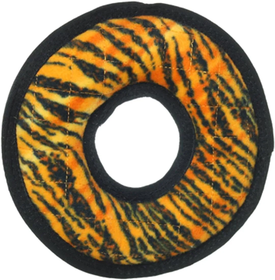TUFFY - World's Tuffest Soft Dog Toy - MEGA Ring - Squeakers -Multiple Layers. Made Durable, Strong & Tough. Interactive Play (Tug, Toss & Fetch). Machine Washable & Floats. (Junior, Tiger)