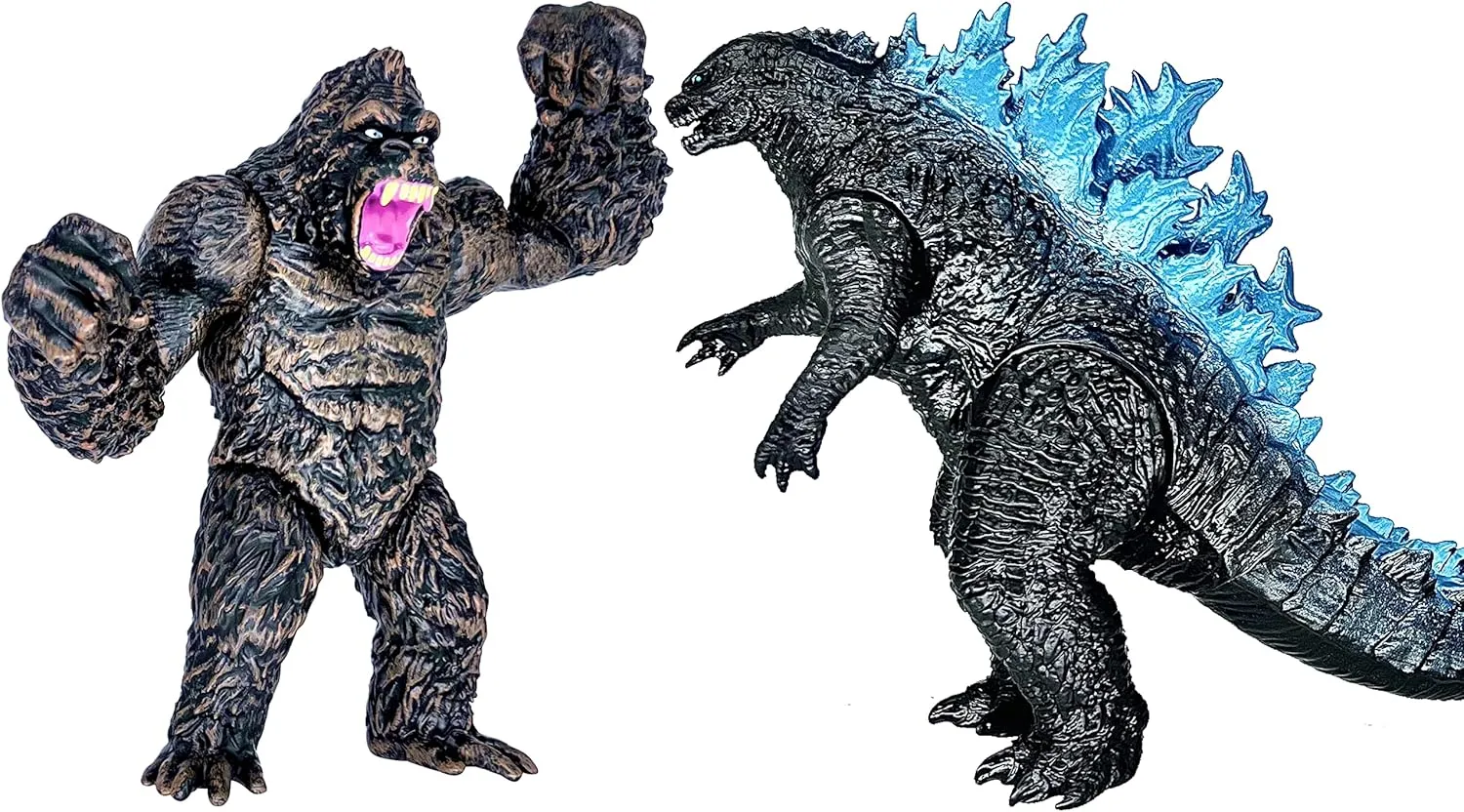 TwCare Set of 2 Godzilla Figure King of The Monsters vs King Kong Toys, Movable Joints Action Movie Series Soft Vinyl Toy Figures, Travel Bag