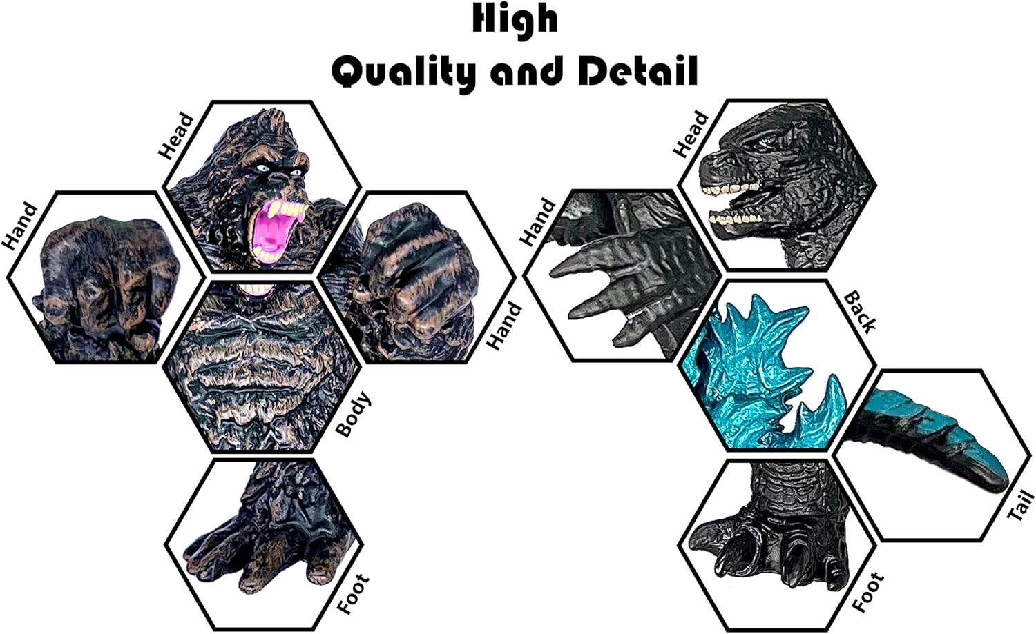 TwCare Set of 2 Godzilla Figure King of The Monsters vs King Kong Toys, Movable Joints Action Movie Series Soft Vinyl Toy Figures, Travel Bag