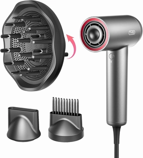 TYMO Hair Dryer with Diffuser, 1500W High-Speed Professional Blow Dryer with Comb for Fast Drying, 110,000RPM Brushless Motor, 200 Million Ionic Hairdryer Zero Damage, 3 Speeds & 4 Temps, Low-Noise