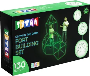 Tytan TILES Glow in The Dark Fort 130-Piece Building Set, Fort Sticks, Ball Connectors, Creative Indoor & Outdoor Play, Shape & Pattern Recognition, Hand-Eye Coordination, Carrying Bag, Ages 4 and Up