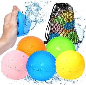 UCIDCI Water Balloons Reusable Quick Fill - Self Sealing Silicone Water Balls for Kids with Mesh Bag, Outdoor Summer Fun Water Toys for Outdoor Activities, Summer Party, Water Park, Family Game