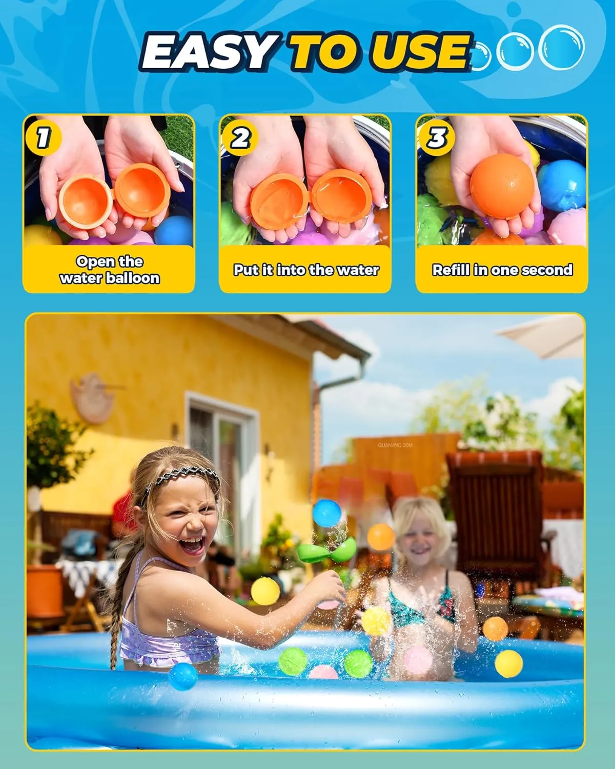 UCIDCI Water Balloons Reusable Quick Fill - Self Sealing Silicone Water Balls for Kids with Mesh Bag, Outdoor Summer Fun Water Toys for Outdoor Activities, Summer Party, Water Park, Family Game