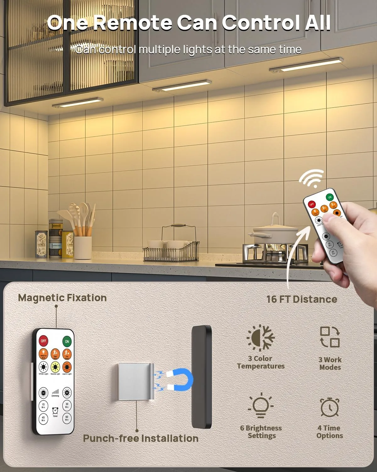 Under Cabinet Lights Wireless,11.9" Motion Sensor Light Indoor with Remote Control,2500mAh LED Rechargeable Battery Operated Closet Light,3 Color Temps,Under Counter Lights for Kitchen,Stairs,Wardrobe