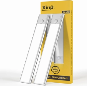 Under Cabinet Lighting, LED Magnetic Motion Activated Under Cabinet Lights, Rechargeable Closet Lights 1800mAh Battery Operated, Wireless Dimmable Under Counter Lights for Kitchen,Hallway 2 Pack