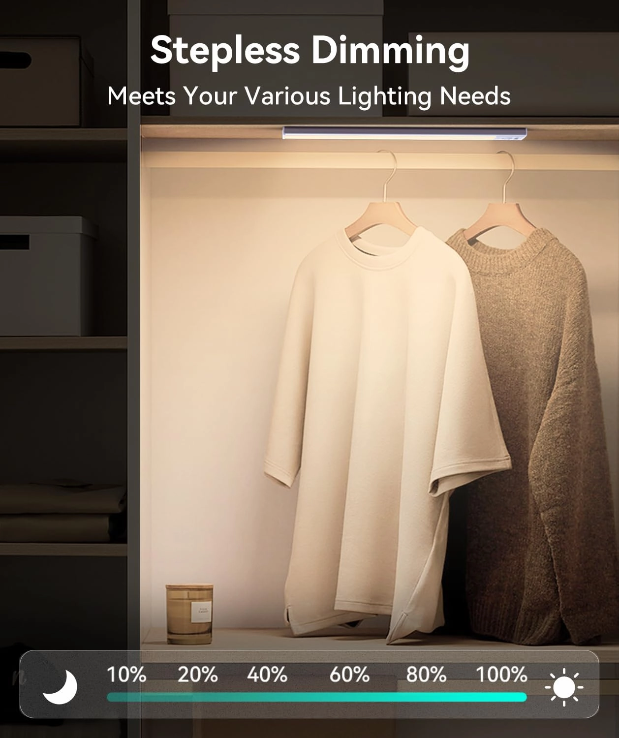 Under Cabinet Lighting, LED Motion Sensor Light Indoor, 2200mAh USB Rechargeable Closet Lights Battery Operated, Stick On Magnetic Wireless Dimmable Under Counter Lights for Kitchen, Stairs (2 Pack)