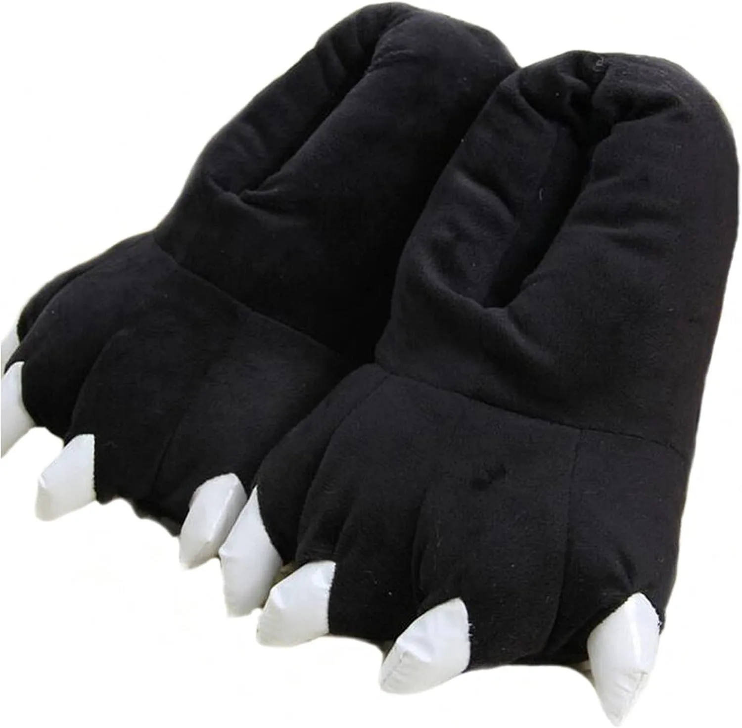 Unisex Plush Animal Paw Slippers - Fuzzy Warm House Shoes with Dinosaur Paw & Claw Design