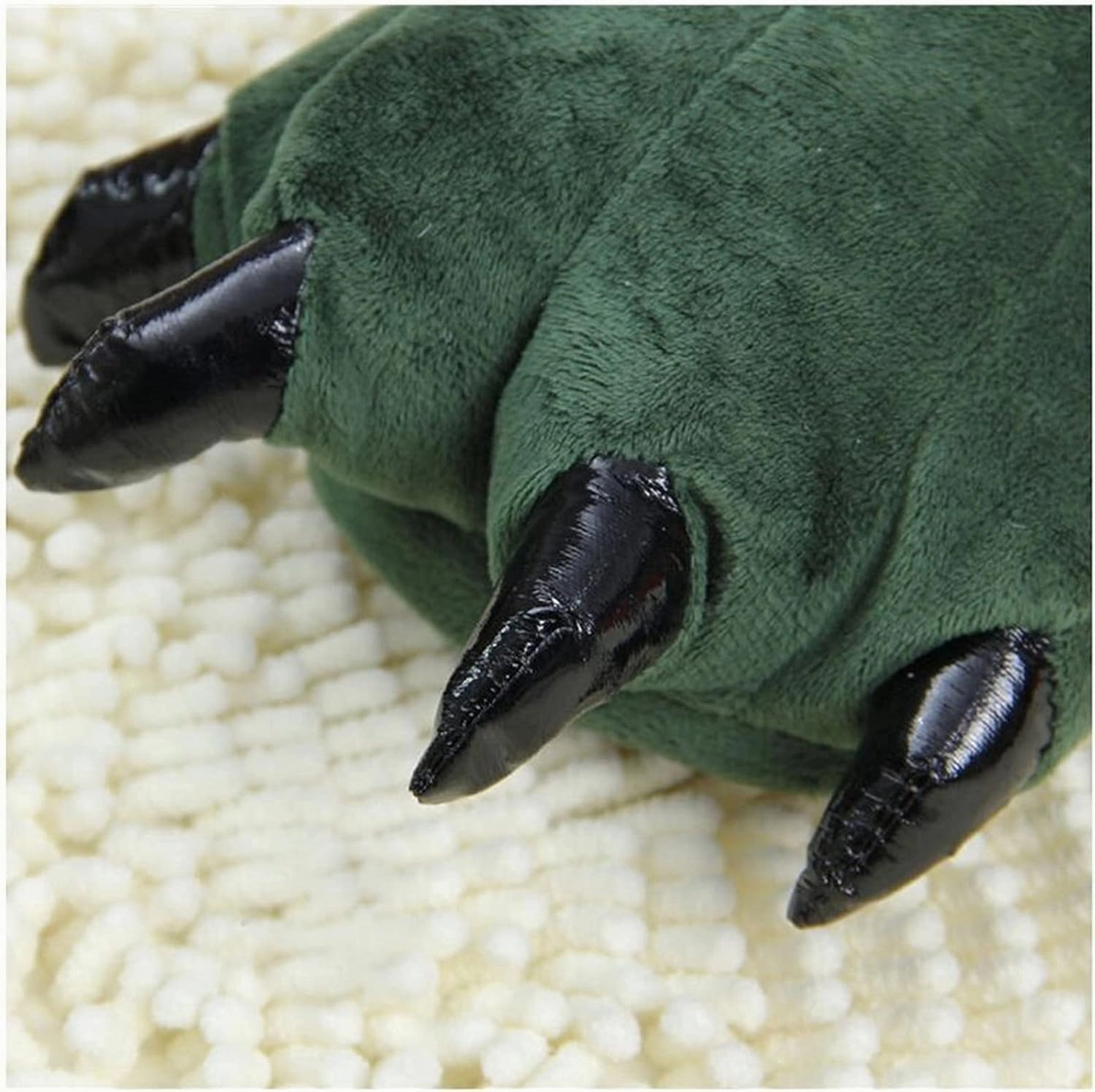 Unisex Plush Animal Paw Slippers - Fuzzy Warm House Shoes with Dinosaur Paw & Claw Design