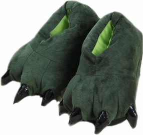 Unisex Plush Animal Paw Slippers - Fuzzy Warm House Shoes with Dinosaur Paw & Claw Design