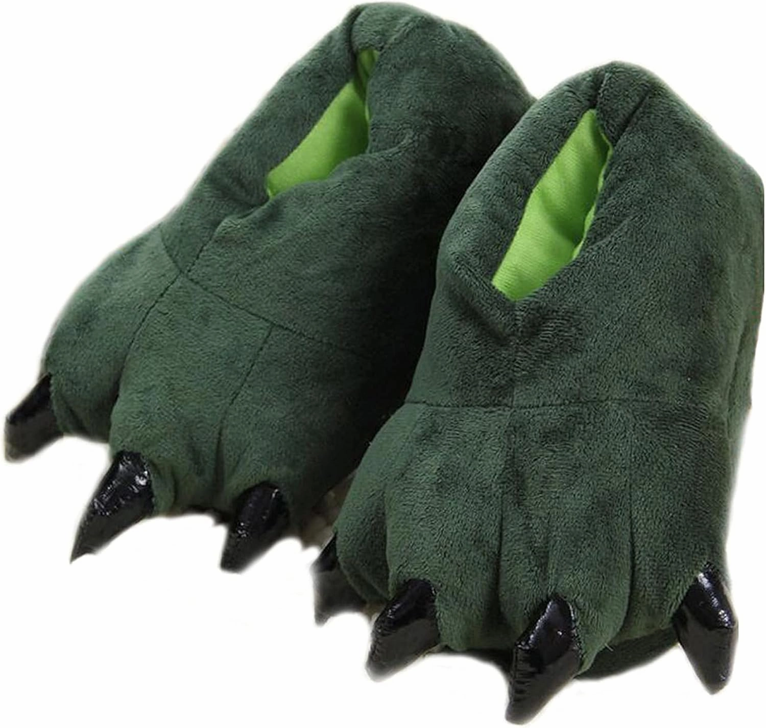 Unisex Plush Animal Paw Slippers - Fuzzy Warm House Shoes with Dinosaur Paw & Claw Design