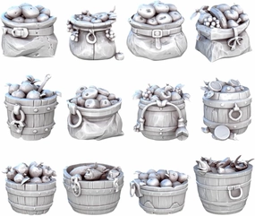 Unpainted DND Food Supplies Miniature Scenery, Tabletop Gaming Collectible, Fantasy World, Ideal Gift for Dungeon Masters and Collectors