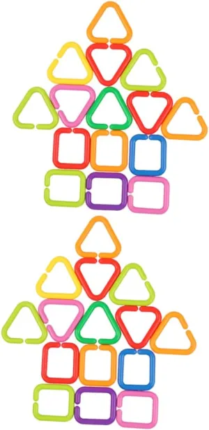 Uonlytech 70pcs Colorful Geometric Linking Rings Early Learning Educational for Boy Girl for Strollers Carriers and Cribs Promotes Fine Motor Skills and Travel