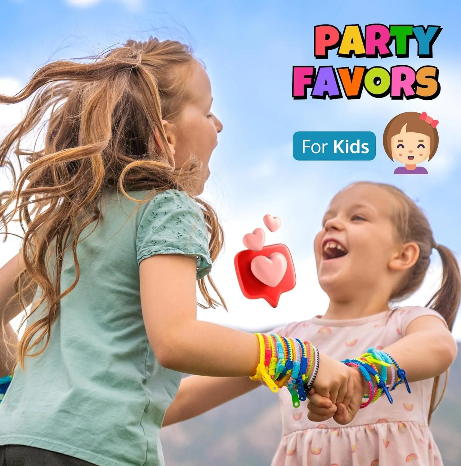 UpBrands 60 Party Favors for Kids, Friendship Zipper Bracelets 7 1/2” Sensory Bulk Set, Fidget Toys, Kit for Valentines, Birthday, Goodie Bags, Pinata Filler, Easter Egg Hunt Toys, Classroom Rewards