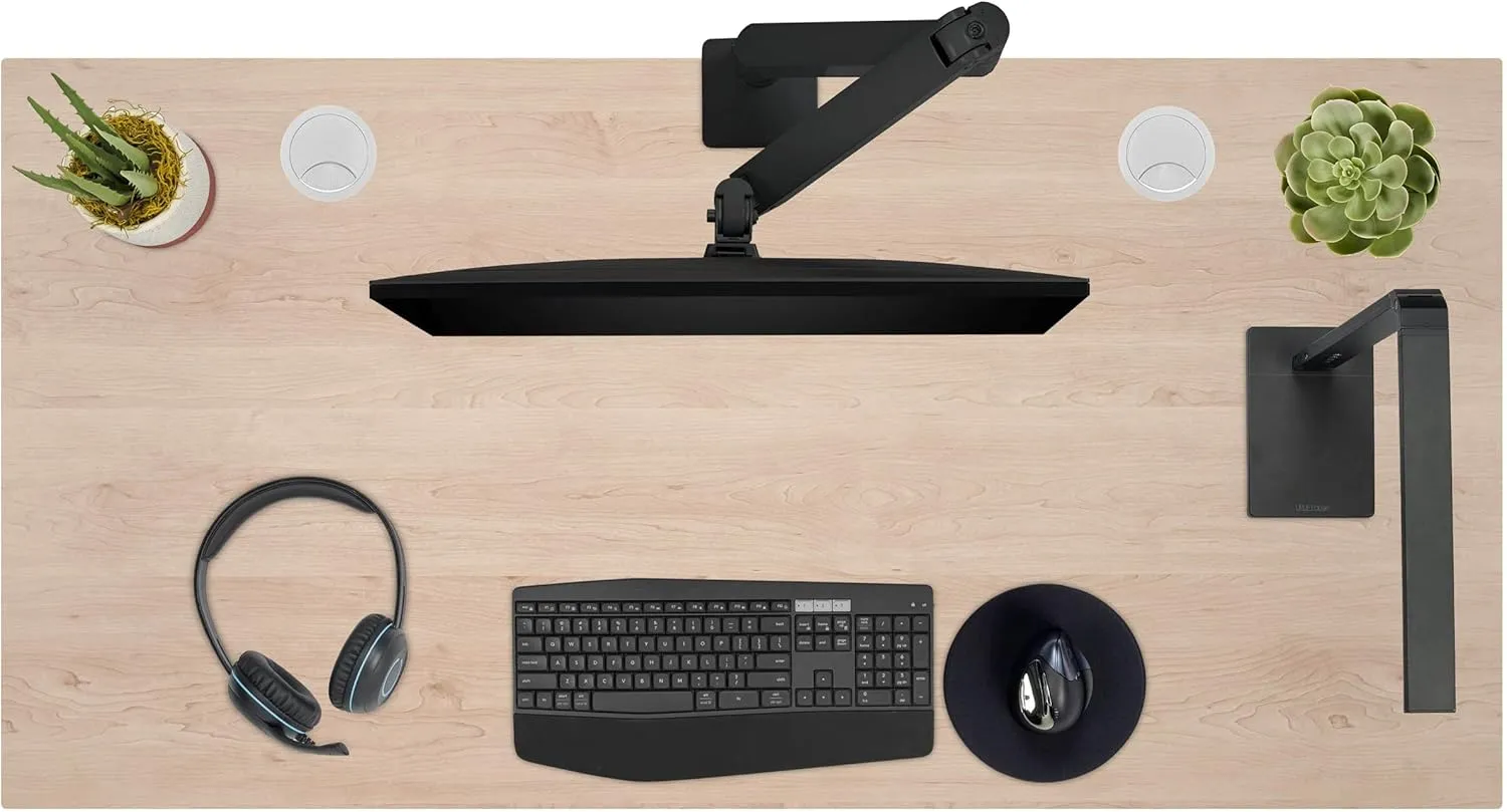 Uplift Maple Laminate (80 x 30 inch) Electric Standing Desk V2 (Indus.) 4-Leg Adjustable Stand Up Desk, Advanced Keypad, Wire Grommets, Wire Management Tray, Bamboo Rocker-X Board