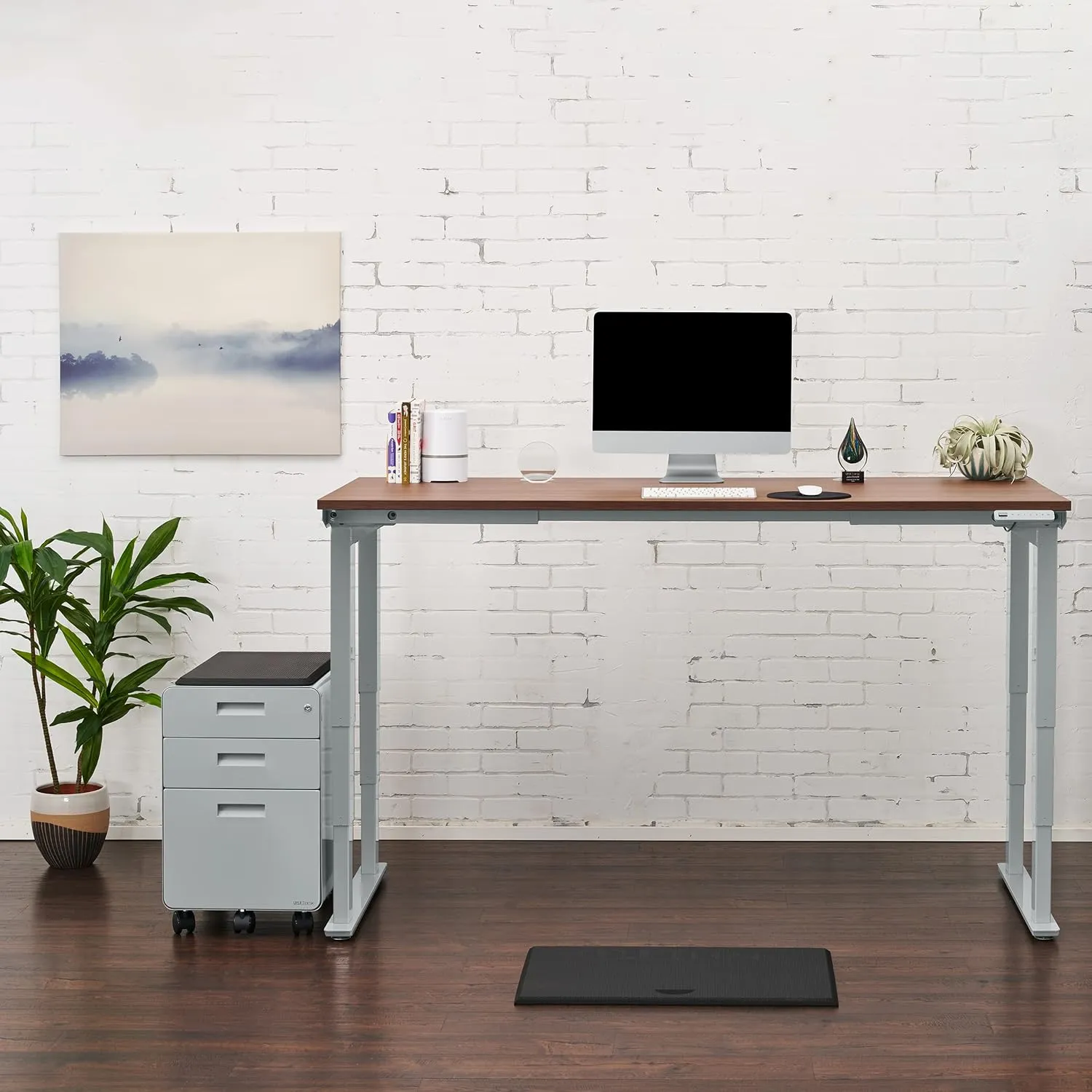 Uplift Maple Laminate (80 x 30 inch) Electric Standing Desk V2 (Indus.) 4-Leg Adjustable Stand Up Desk, Advanced Keypad, Wire Grommets, Wire Management Tray, Bamboo Rocker-X Board