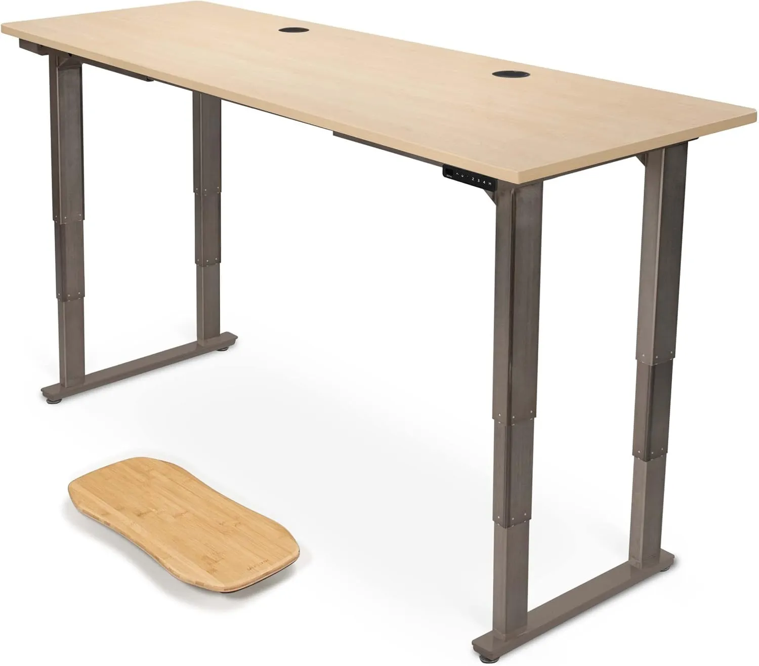 Uplift Maple Laminate (80 x 30 inch) Electric Standing Desk V2 (Indus.) 4-Leg Adjustable Stand Up Desk, Advanced Keypad, Wire Grommets, Wire Management Tray, Bamboo Rocker-X Board