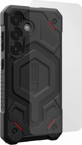 URBAN ARMOR GEAR UAG Designed for Samsung Galaxy S25 Case Monarch Pro, Compatible with Magnetic Charging Bundle with Glass Shield Screen Protector (Kevlar Black   Clear)